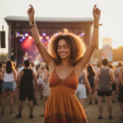 Guest smiling at an outdoor event