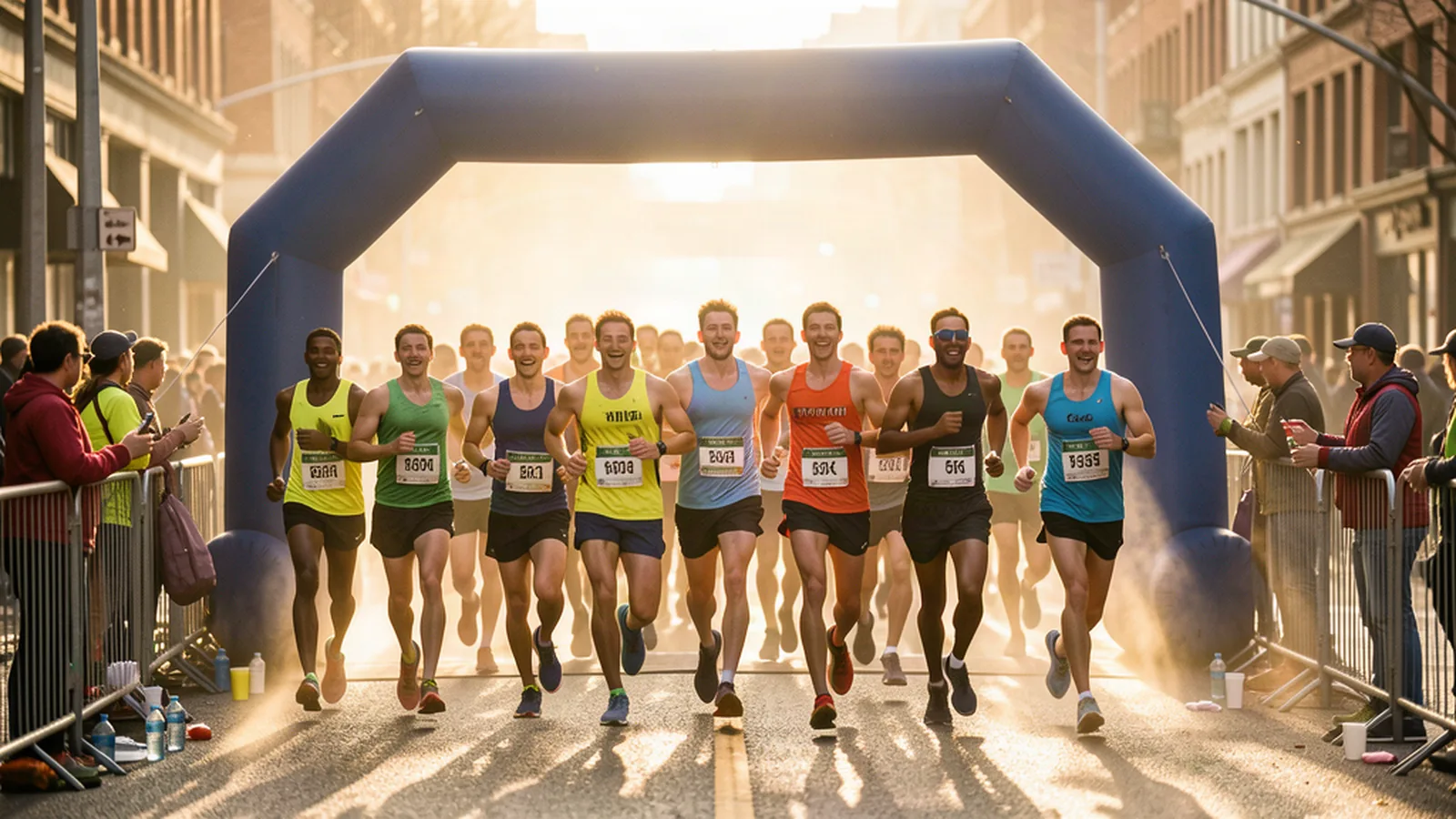 Runners crossing a finish line
